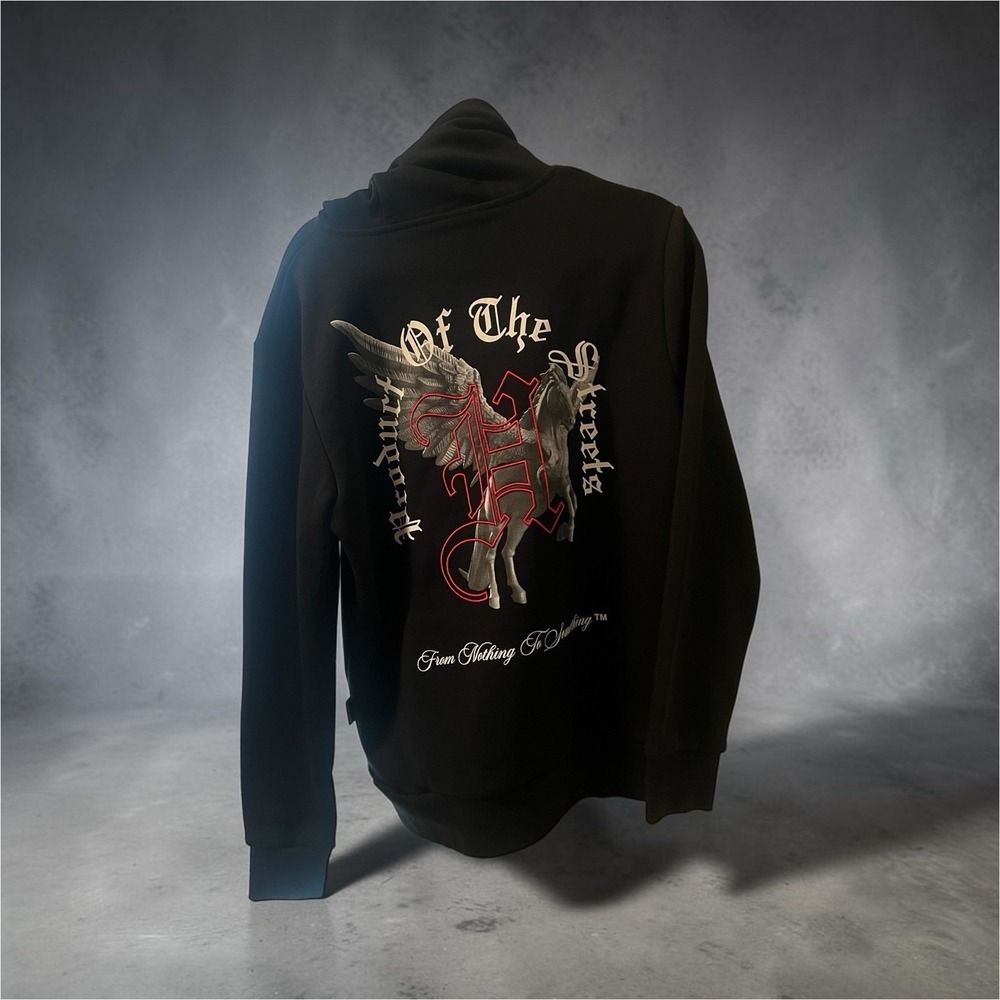 Hoodrich Graphic Print Pullover Hoodie Black Men's‎ Medium Cotton